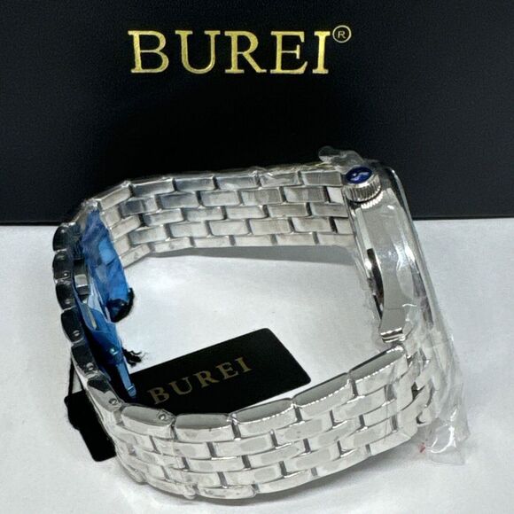 Burei S-13001M Men's Silver Stainless Steel Analog White Dial Quartz Watch JNA48 - Picture 12 of 12